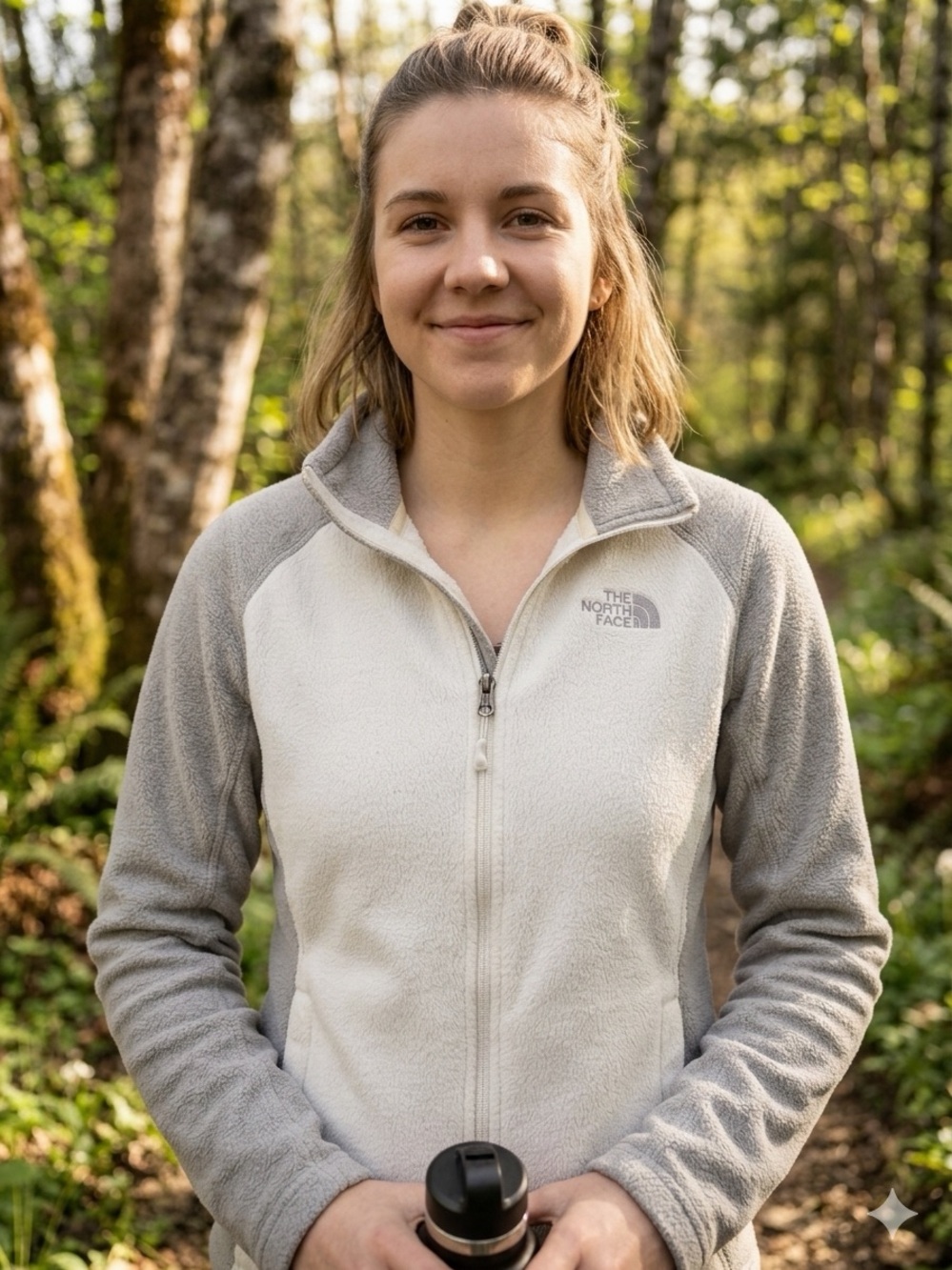 The North Face Women's Two-Tone Full Zip Fleece Jacket White/Grey M